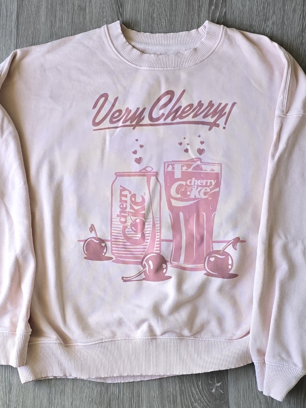 American Eagle Very Cherry Cherry Coke Pink Crewneck Sweatshirt Size L